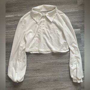 Crop collared button up